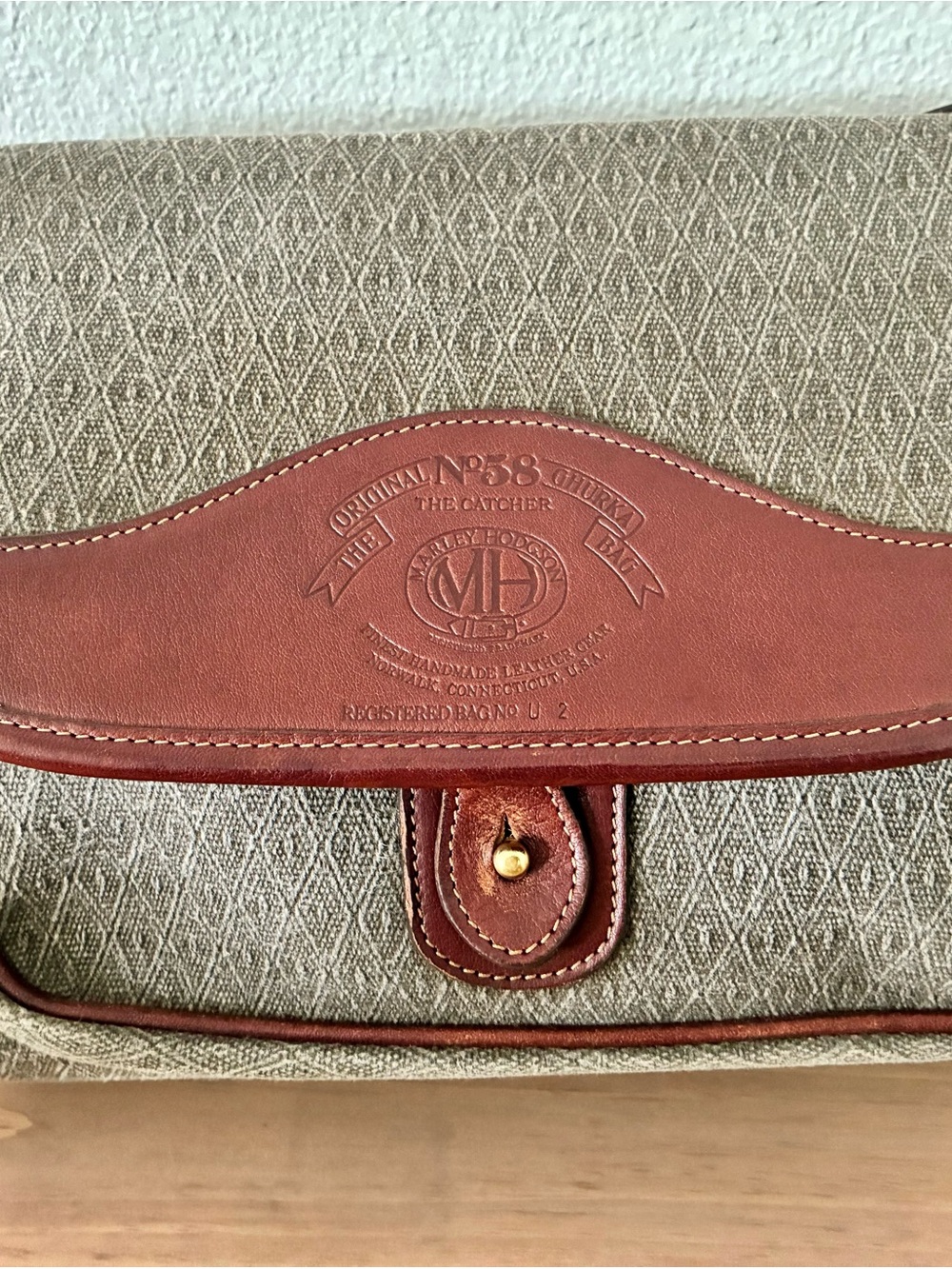 Ghurka Tan Canvas Messenger Bag with Brown Leather Trim